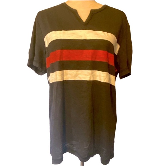 INC International Concepts gray striped tee‎ shirt size large NWT - Picture 1 of 10